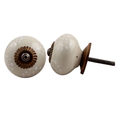 Cream White Dotted Knob